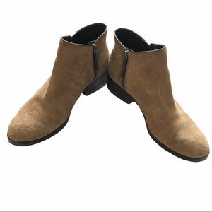 Cole Haan Brown Suede Ankle Zip Boots Block Heel 9